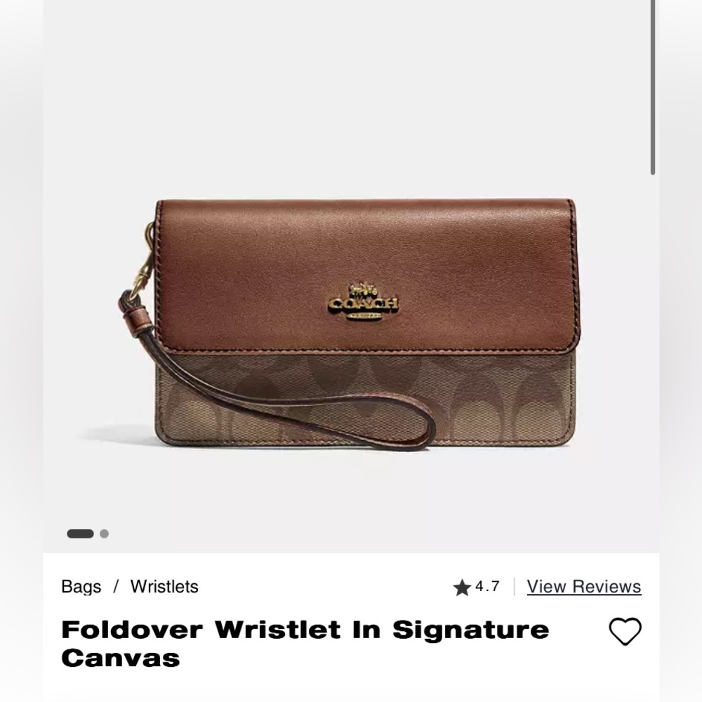 NWT Coach Outlet Foldover Wristlet in Signature Canvas